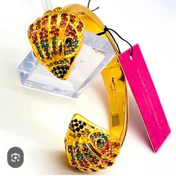 Kurt Geiger Eagle Head Crystal Cuff Bracelet Nwt Retail $148 - Picture 8 of 10